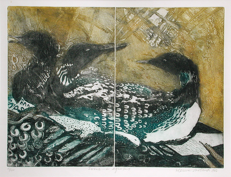 Photo de l’œuvre Loons in Aquatint de Gemma Latough (Afficher en plein écran)