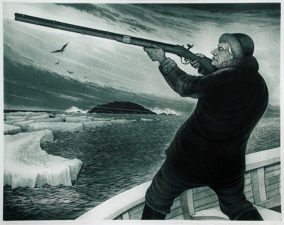 Photo de l’œuvre The Seabird Hunter de David Blackwood (Afficher en plein écran)