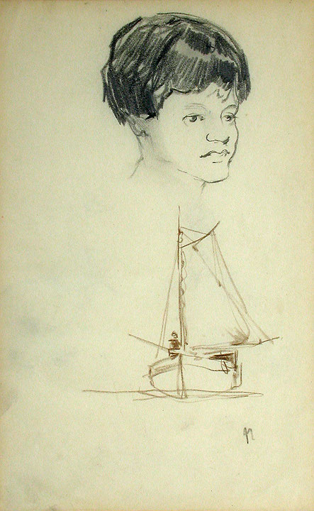 Photo de l’œuvre Head of Boy and Boat de Arthur Lismer (Afficher en plein écran)