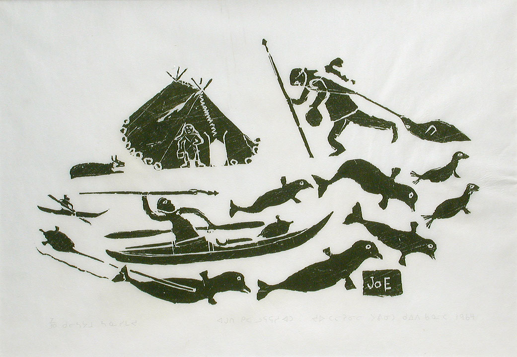 Photo de l’œuvre Hunting Whales de ᔪᐅ ᑕᓕᕈᓂᓕ Joe Talirunili (Afficher en plein écran)