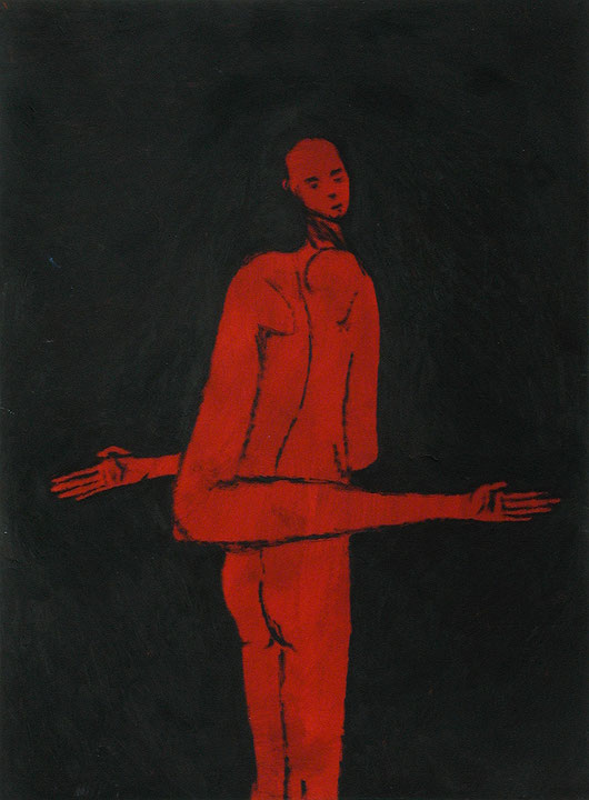 Photo de l’œuvre Twisted Red Man de John Frank Marok (Afficher en plein écran)