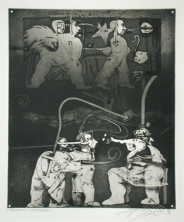 Photo de l’œuvre [Personnage de cirque avec main pointant du doigt] (de la série « Le Prince sans rire », 1983) de Louis-Pierre Bougie (Afficher en plein écran)