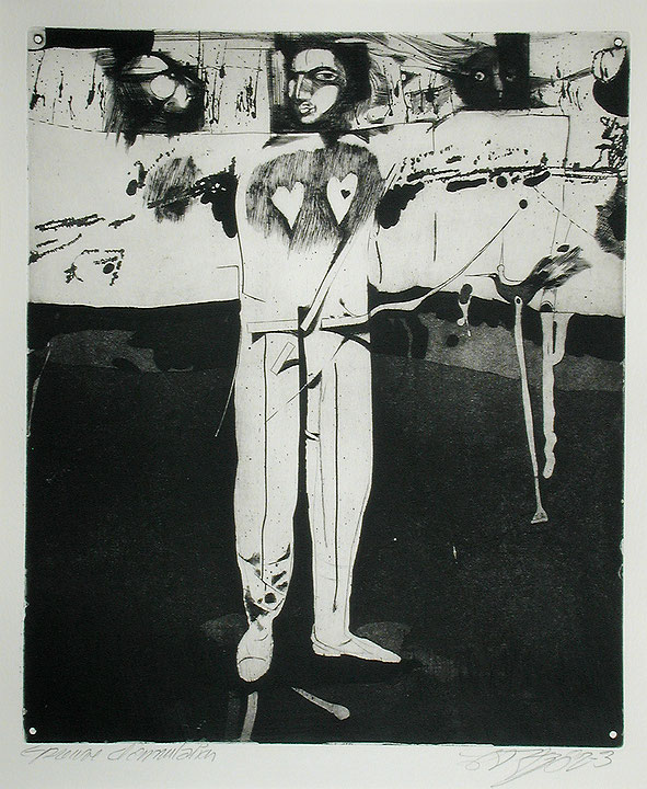 Photo de l’œuvre [L’Homme aux deux cœurs] (de la série « Le Prince sans rire », 1982 - 1983) de Louis-Pierre Bougie (Afficher en plein écran)