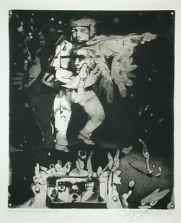 Photo de l’œuvre [L’Homme portant une tête] (de la série « Le Prince sans rire », 1982 - 1983) de Louis-Pierre Bougie (Afficher en plein écran)