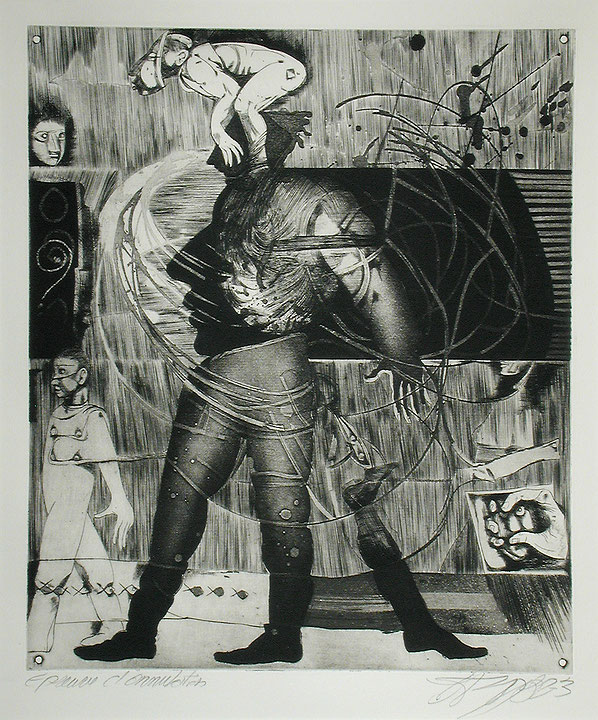 Photo de l’œuvre [Personnage à saute-mouton] (de la série « Le Prince sans rire », 1982 - 1983) de Louis-Pierre Bougie (Afficher en plein écran)