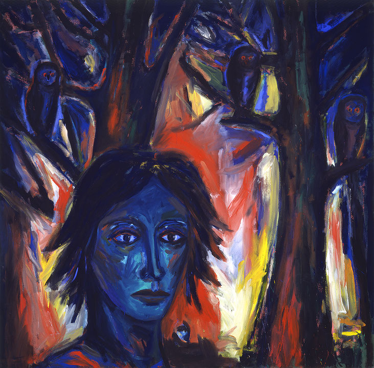Photo de l’œuvre Head and Owls de Helmut Middendorf (Afficher en plein écran)