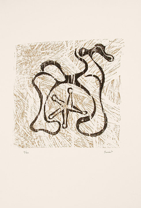 Photo de l’œuvre Sans titre (tirée de l’album « Dix bois gravés », 1958) de Robert Roussil (Afficher en plein écran)