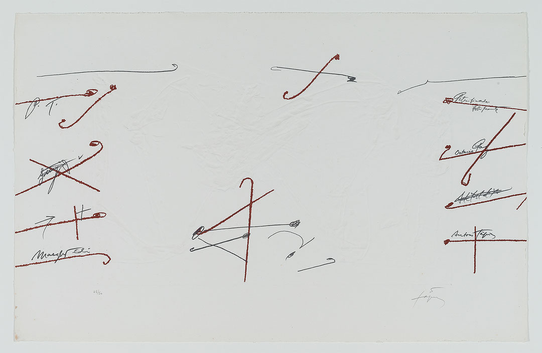 Photo de l’œuvre Sans titre (tirée de l’album « Petrificada Petrificante », 1978) de Antoni Tàpies (Afficher en plein écran)