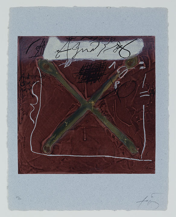 Photo de l’œuvre Sans titre (tirée de l’album « Petrificada Petrificante », 1978) de Antoni Tàpies (Afficher en plein écran)