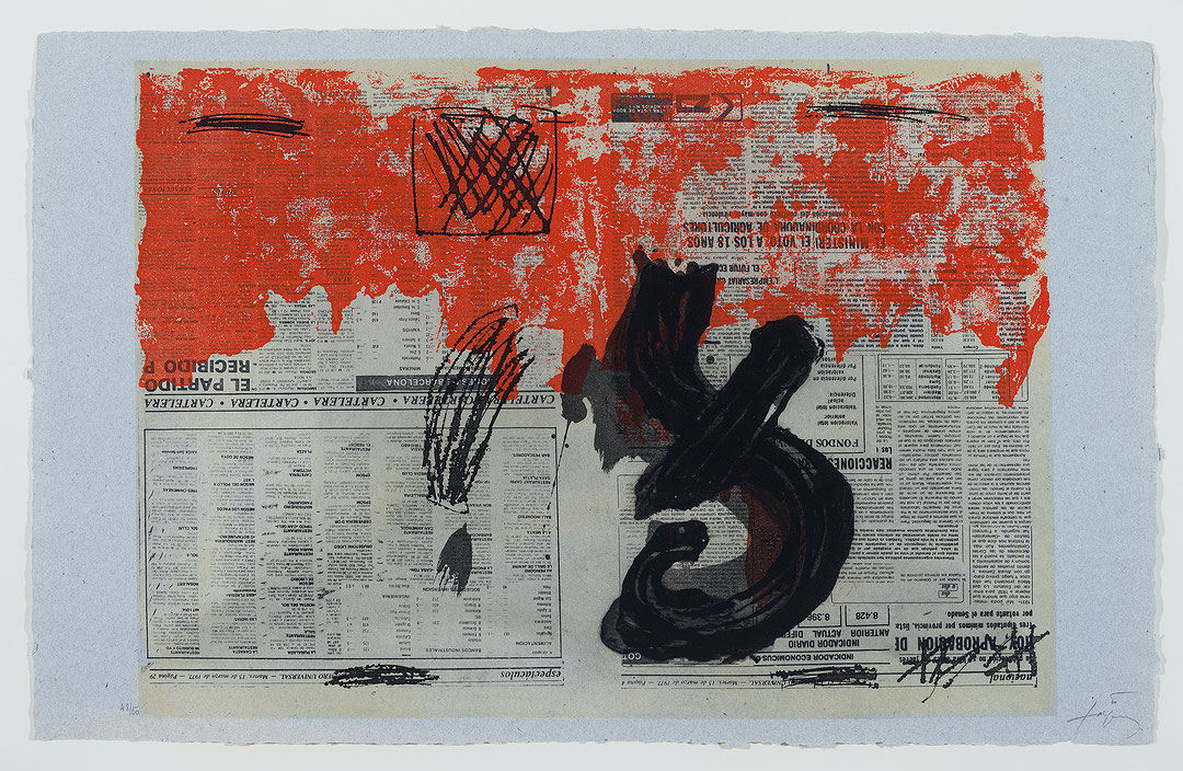 Photo de l’œuvre Sans titre (tirée de l’album « Petrificada Petrificante », 1978) de Antoni Tàpies (Afficher en plein écran)