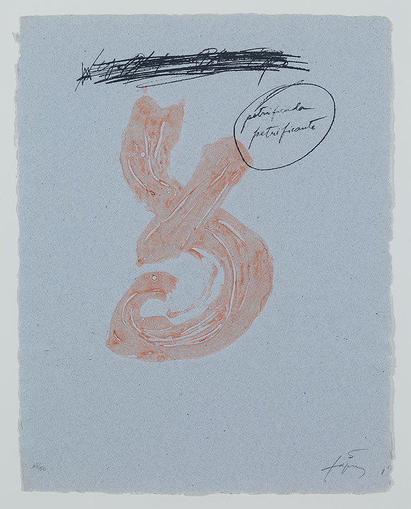 Photo de l’œuvre Sans titre (tirée de l’album « Petrificada Petrificante », 1978) de Antoni Tàpies (Afficher en plein écran)