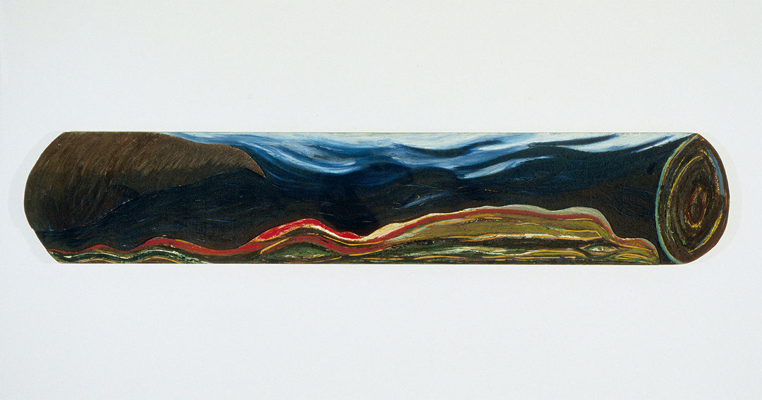 Photo de l’œuvre Sans titre (paysage-billot) (de la série « Polyptyque », 1984-1985) de Michel Saulnier (Afficher en plein écran)