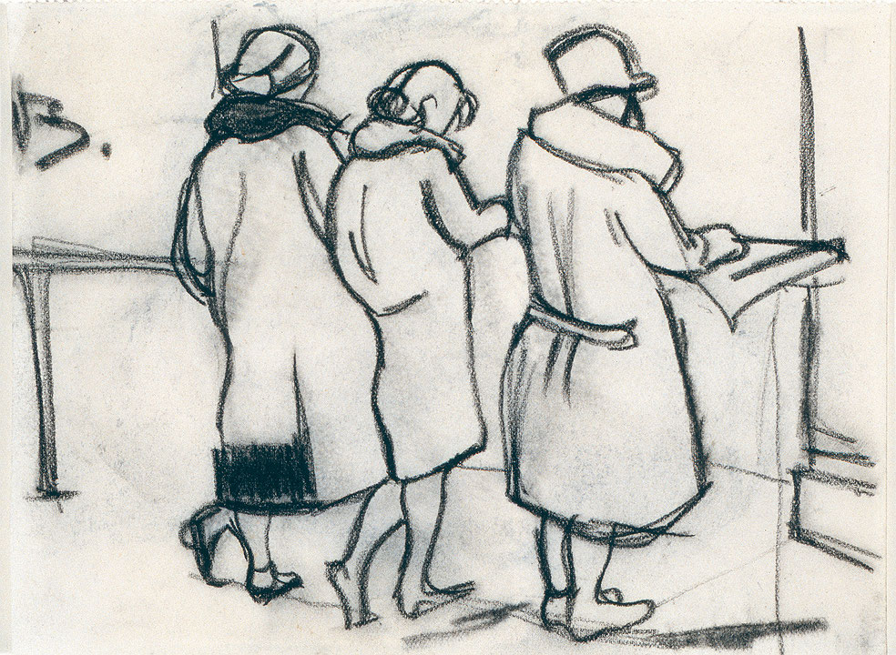 Photo de l’œuvre Trois femmes au guichet de Paul-Émile Borduas (Afficher en plein écran)