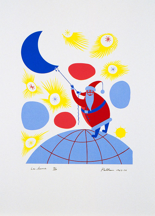 Photo de l’œuvre La Lune (tirée de l’album « Les Pères Noël », 1962 - 1974) de Alfred Pellan (Afficher en plein écran)