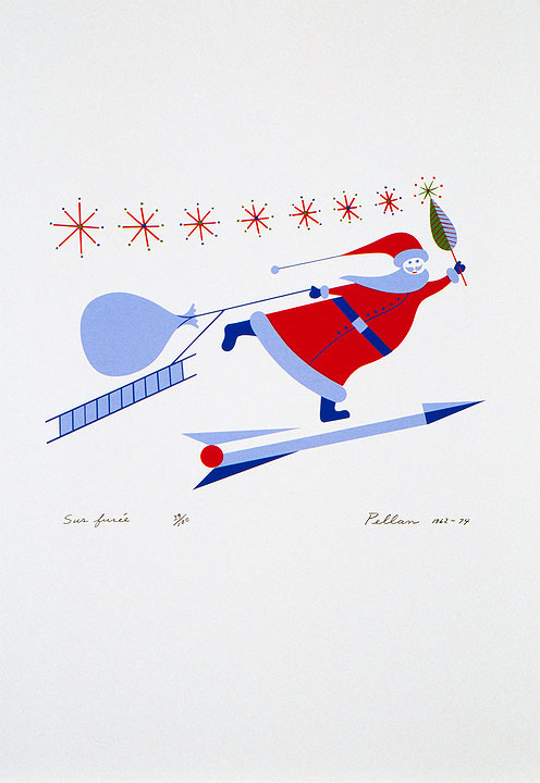 Photo de l’œuvre Sur fusée (tirée de l’album « Les Pères Noël », 1962 - 1974) de Alfred Pellan (Afficher en plein écran)