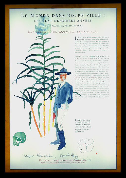 Photo de l’œuvre Le Monde dans notre ville : les cent dernières années, Jardin Botanique, Montréal, 1997 - La Canne à sucre. Saccharum offininarum de Trevor Gould (Afficher en plein écran)