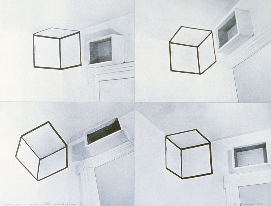 Photo de l’œuvre Ruban gommé sur coin d’atelier, 4 points de vision de Serge Tousignant (Afficher en plein écran)
