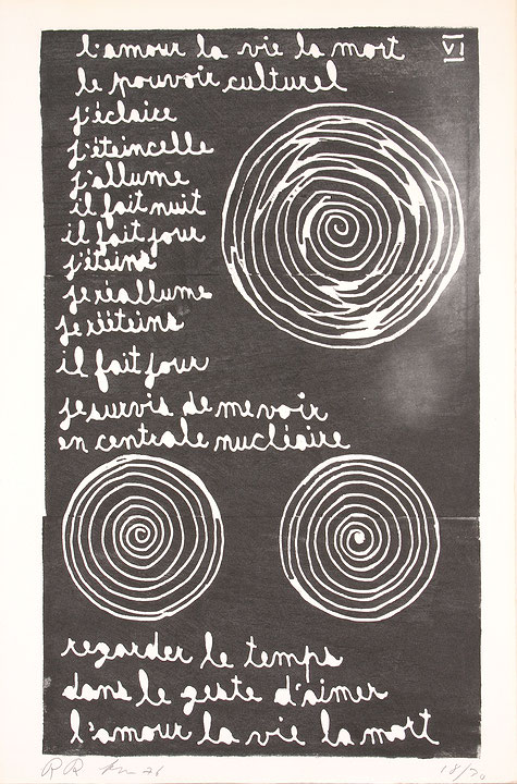 Photo de l’œuvre Texte VI (tirée de l’album « L’Amour, la vie, la mort », 1976) de Robert Roussil (Afficher en plein écran)