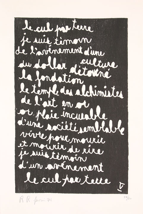 Photo de l’œuvre Texte V (tirée de l’album « Le Cul par terre », 1976) de Robert Roussil (Afficher en plein écran)