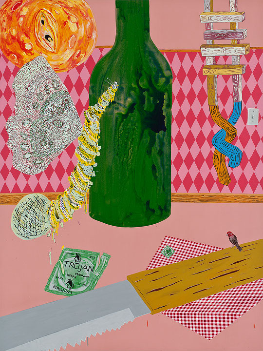 Photo de l’œuvre Chenille, couteau et bouteille de Cynthia Girard (Afficher en plein écran)