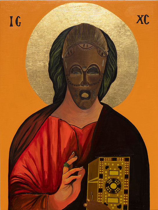 Photo de l’œuvre Christ Pantocrator no12 de Moridja Kitenge Banza (Afficher en plein écran)