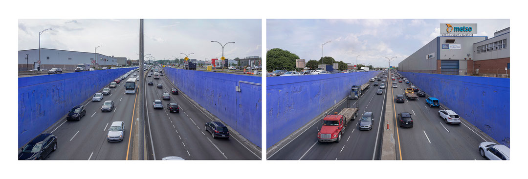 Photo de l’œuvre Viaduc (de l’installation « Bleu de bleu », 2015-2018) de Alain Paiement (Afficher en plein écran)