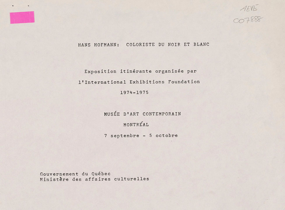 Couverture du catalogue Hans Hofmann : coloriste du noir et blanc