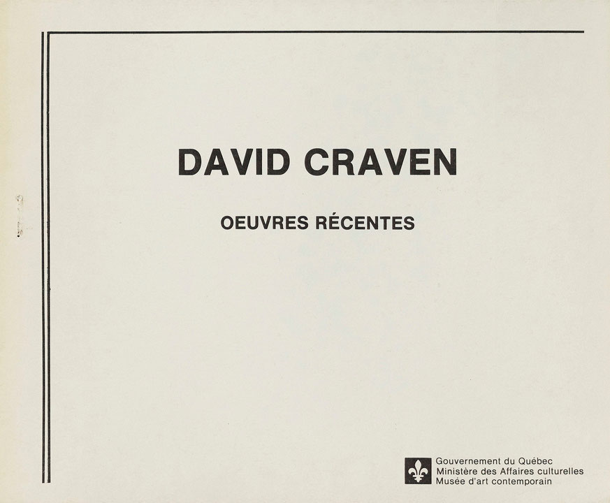 Couverture du catalogue David Craven : œuvres récentes