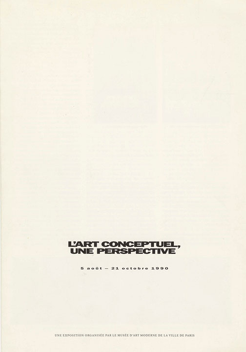 Couverture du catalogue L’art conceptuel, une perspective