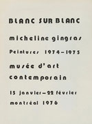 Couverture du catalogue Blanc sur blanc : Micheline Gingras : peintures 1974-1975