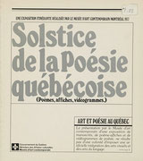 Couverture du catalogue Solstice de la poésie québécoise (poèmes, affiches, vidéogrammes)