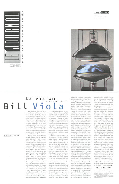 Première page du journal Le journal du Musée d’art contemporain de Montréal, décembre 1992, janvier, février 1993