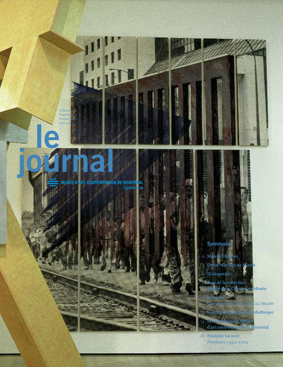 Première page du journal Le journal du Musée d’art contemporain de Montréal, février, mars, avril 2002