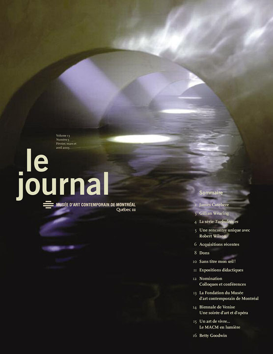 Première page du journal Le journal du Musée d’art contemporain de Montréal, février, mars et avril 2003