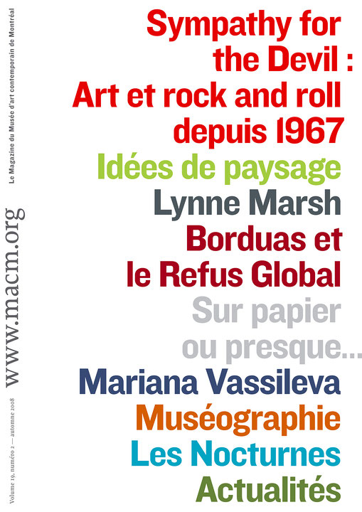 Première page du journal Le Magazine du Musée d’art contemporain de Montréal, Automne 2008