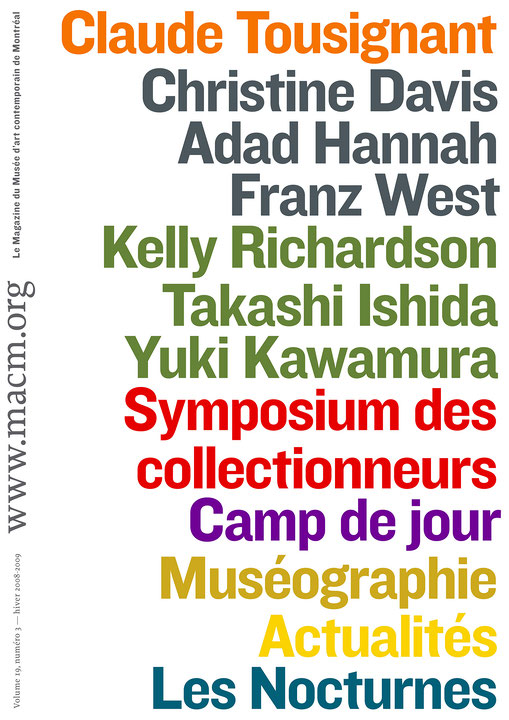 Première page du journal Le Magazine du Musée d’art contemporain de Montréal, Hiver 2008-2009