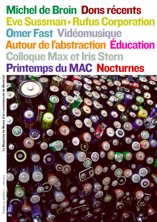 Première page du journal Le Magazine du Musée d’art contemporain de Montréal, Été 2013