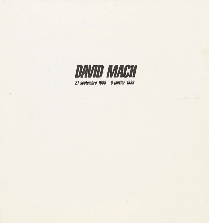 Première page du petit imprimé David Mach : 21 septembre 1988 - 8 janvier 1989