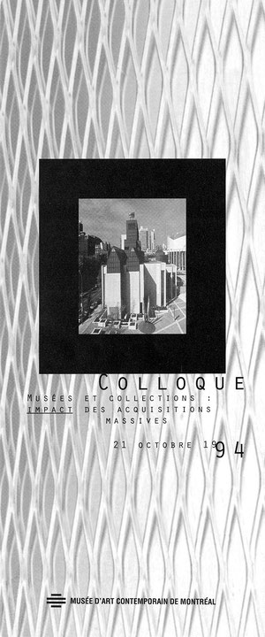 Première page du petit imprimé Colloque : Musée et collections : Impact des acquisitions massives : 21 octobre 1994