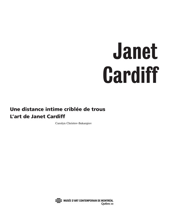 Première page du petit imprimé Janet Cardiff : Une distance intime criblée de trous
