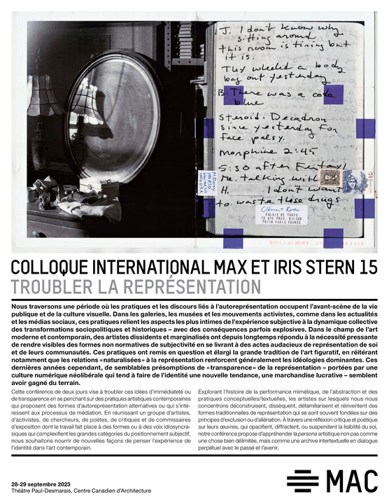 Première page du petit imprimé Colloque international Max et Iris Stern 15 : Troubler la représentation