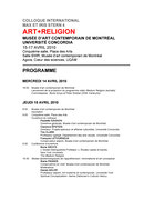 Première page du petit imprimé Colloque international Max et Iris Stern 4 : Art+Religion : Programme